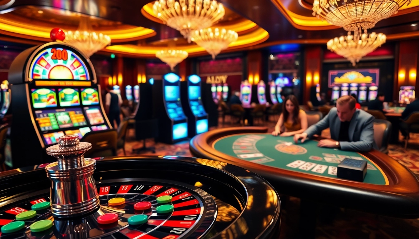 Experience dynamic gameplay at https://hu88.za.com/, featuring a lively casino scene with poker players and a spinning roulette wheel.