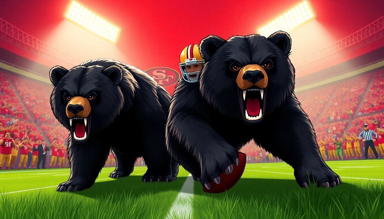 Bears vs 49ers engage in a fierce face-off at a packed stadium, showcasing the competitive spirit.