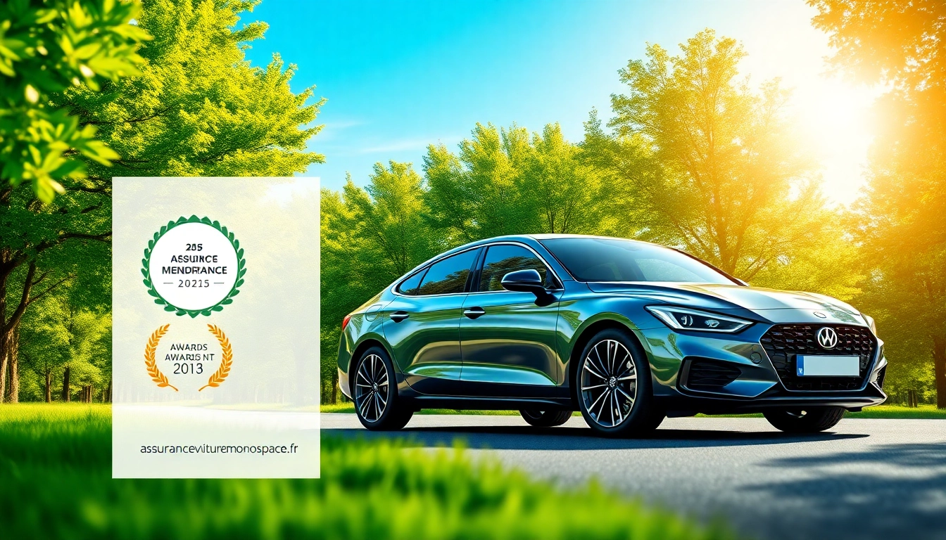 Assurancevoituremonospace.fr présente une brochure d'assurance automobile avec une voiture moderne.