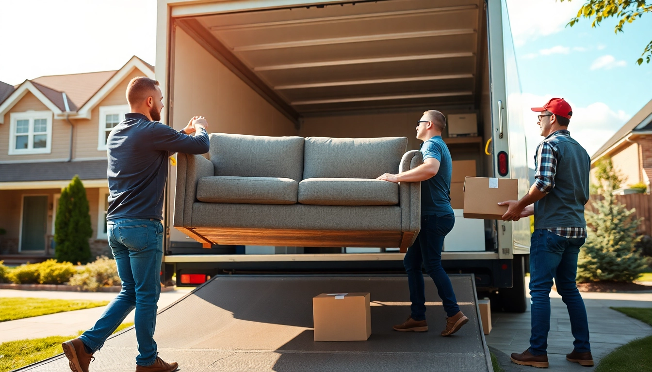 Moving professionals from a removals company Cheltenham safely handling furniture.