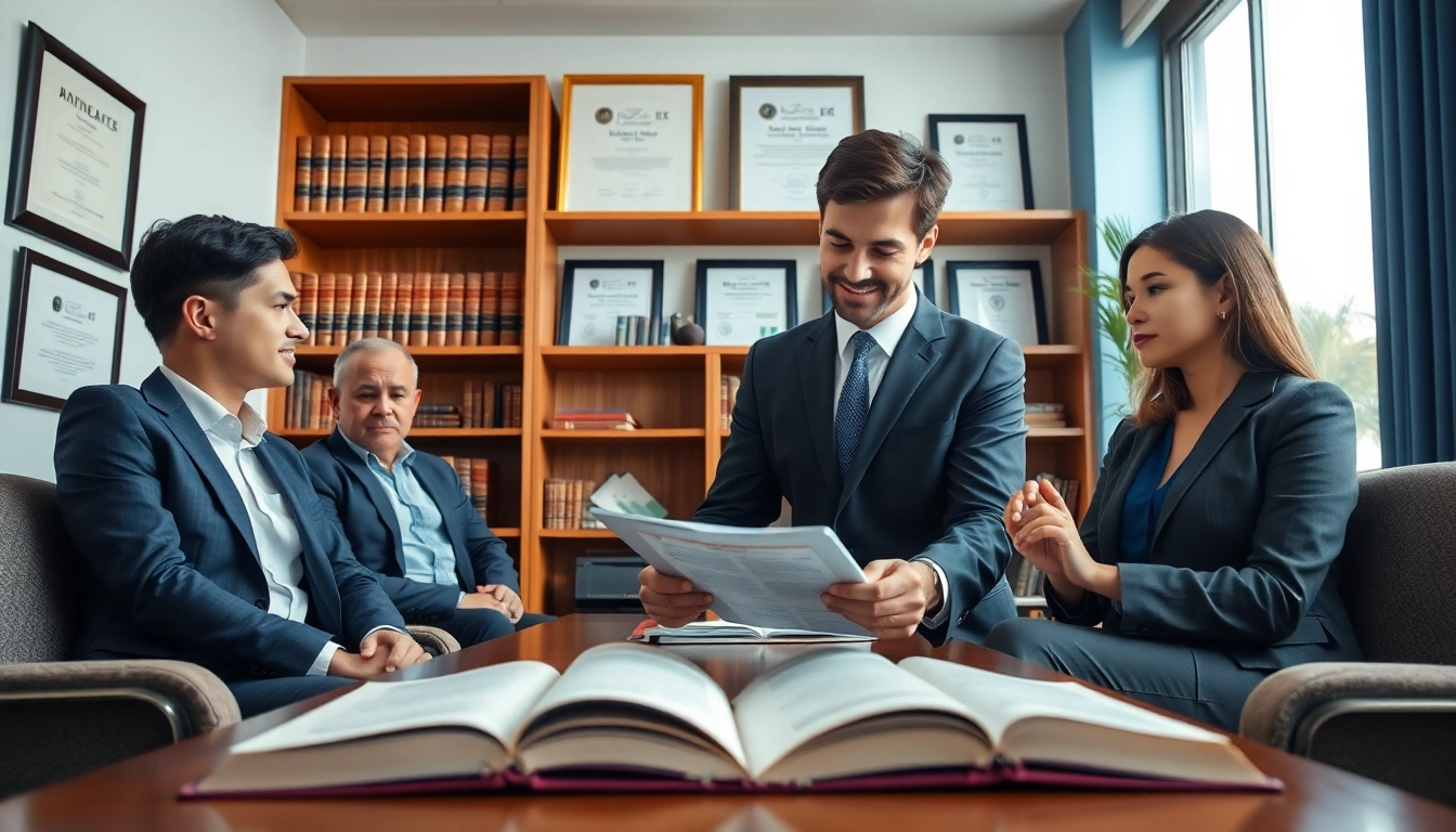 Engaged attorneys at https://www.steinhardtlawfirm.com discussing a workers' compensation case in a modern office.