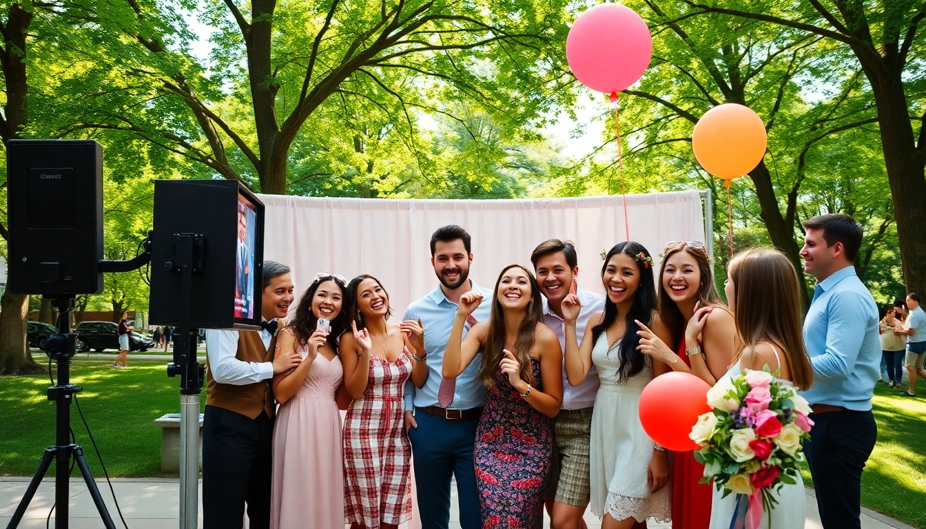 Engaging photo booth chicago experience with vibrant settings and joyful participants.