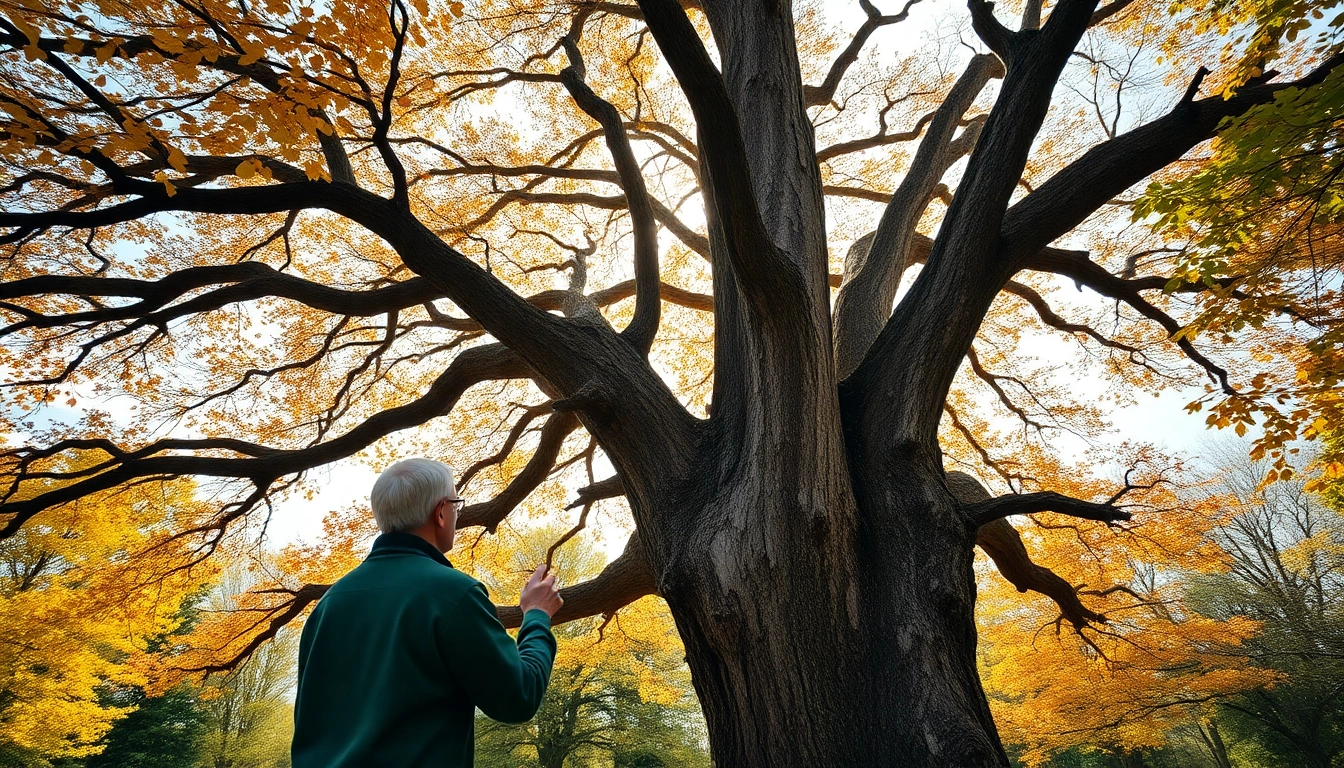 Arborist at work in a lush tree landscape representing Black Mountain Tree Consultancy's commitment to nature.