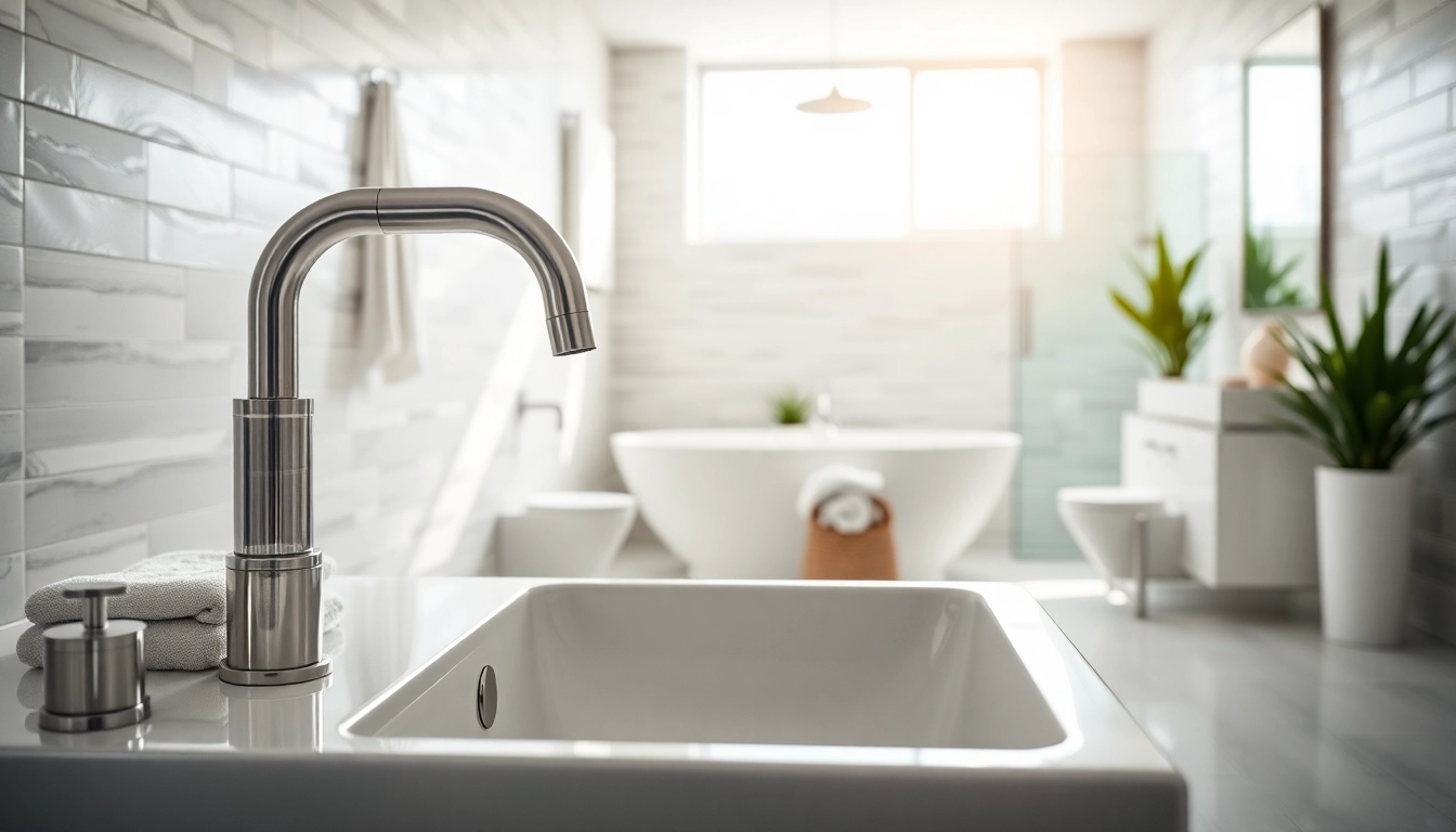 Sonni sanitär products elegantly arranged in a modern bathroom, showcasing sleek designs and a stylish atmosphere.