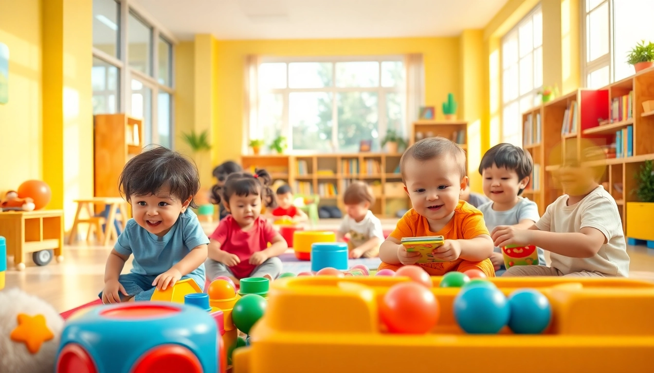 Children engaged in play at https://juniorsjunction.com daycare center, showcasing a vibrant learning environment.