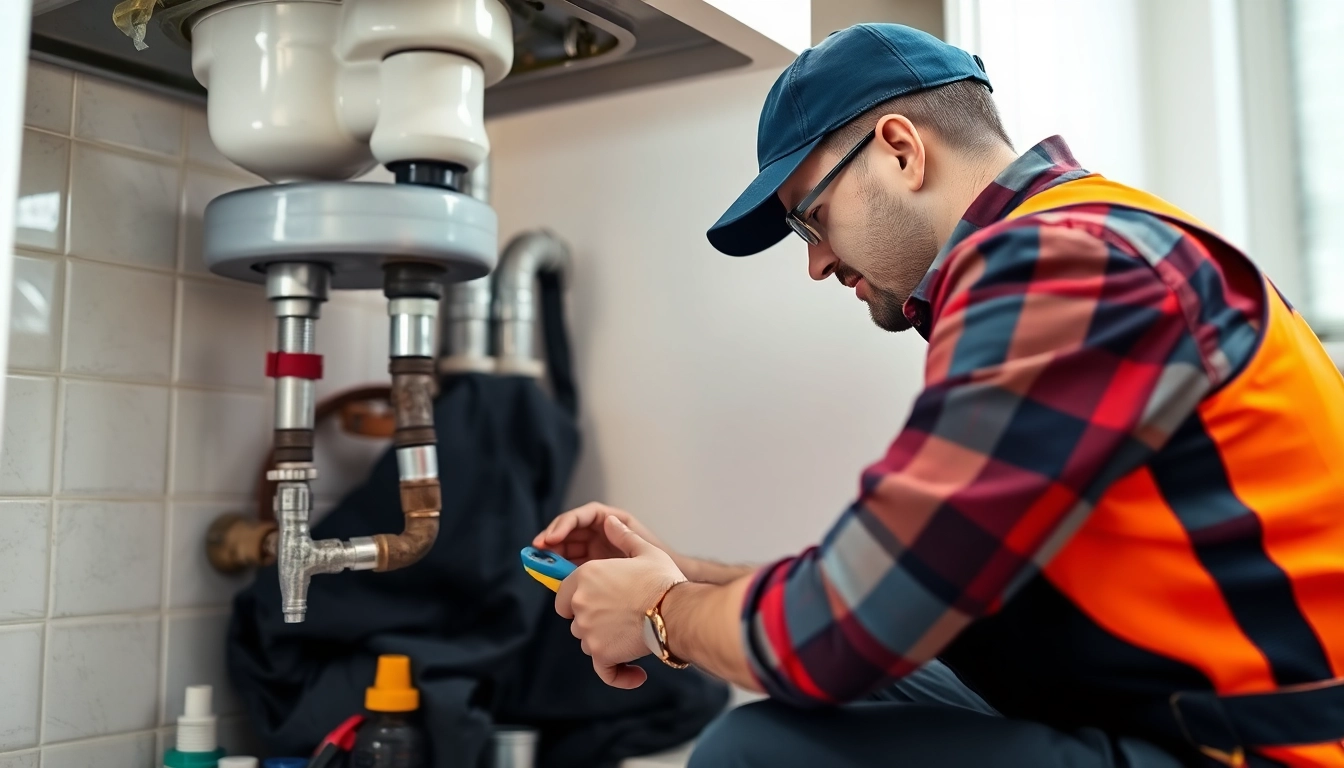 Skilled plumber knightdale fixing a leak with precision in a well-lit kitchen setting.