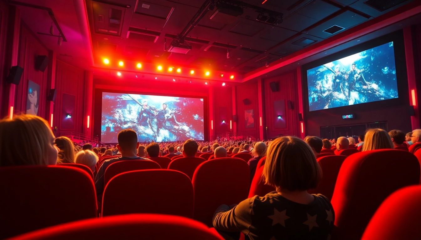 ผู้ชมที่น่าตื่นเต้นในโรงภาพยนตร์ชมภาพยนตร์ที่ 11-hd.com