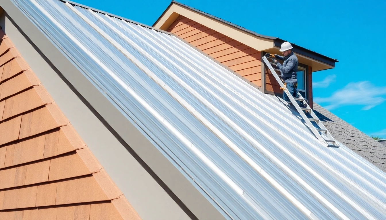 Installing durable metal roofing panels on a modern home with professional craftsmanship.