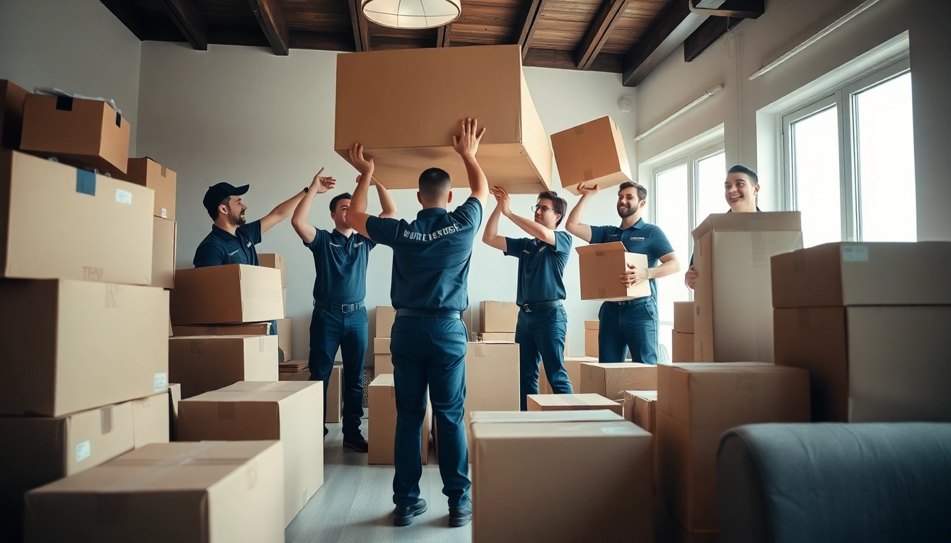 Calgary movers efficiently assisting in a bright, organized home setting.