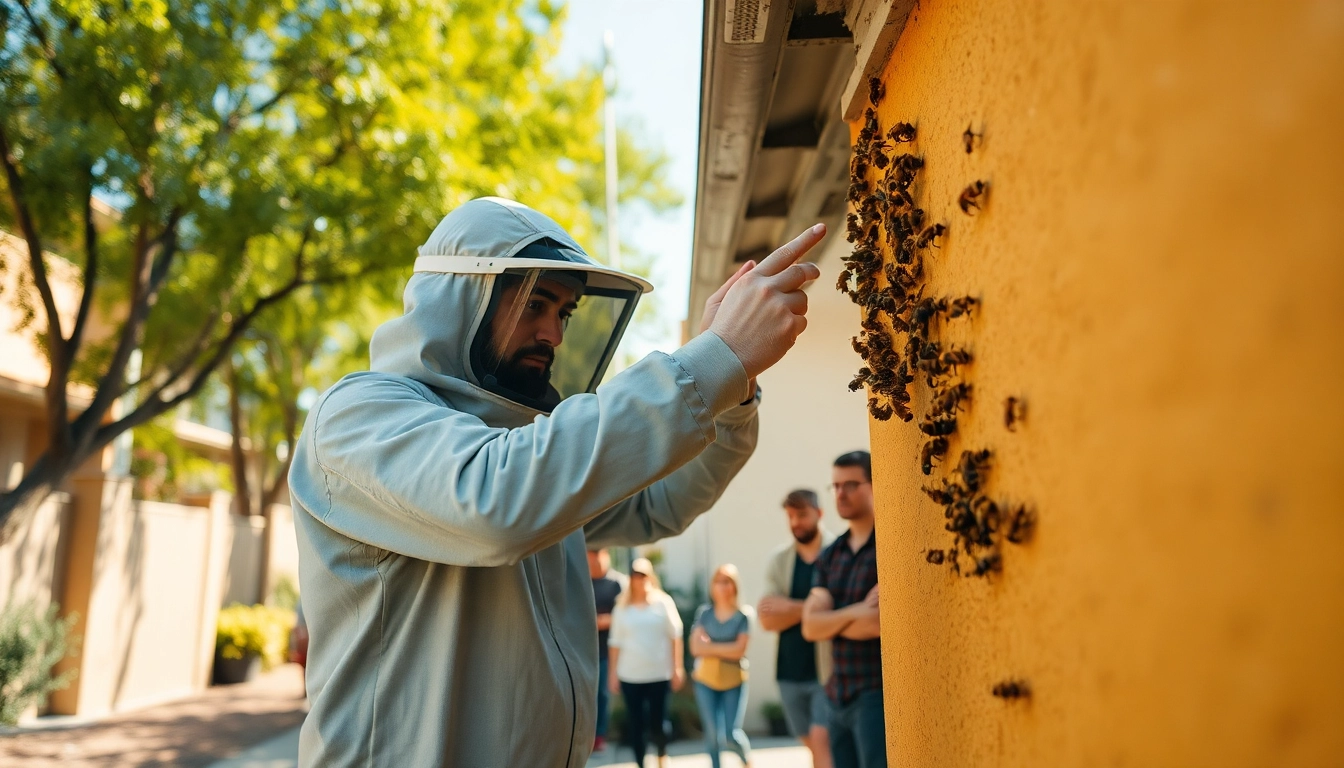 Experience live bee removal performed expertly by a technician in a home setting.