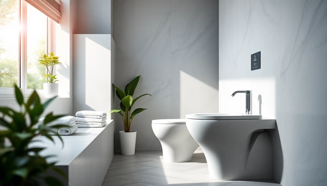 Utilizzare un bidet elegante per la pulizia personale in un moderno bagno luminoso.