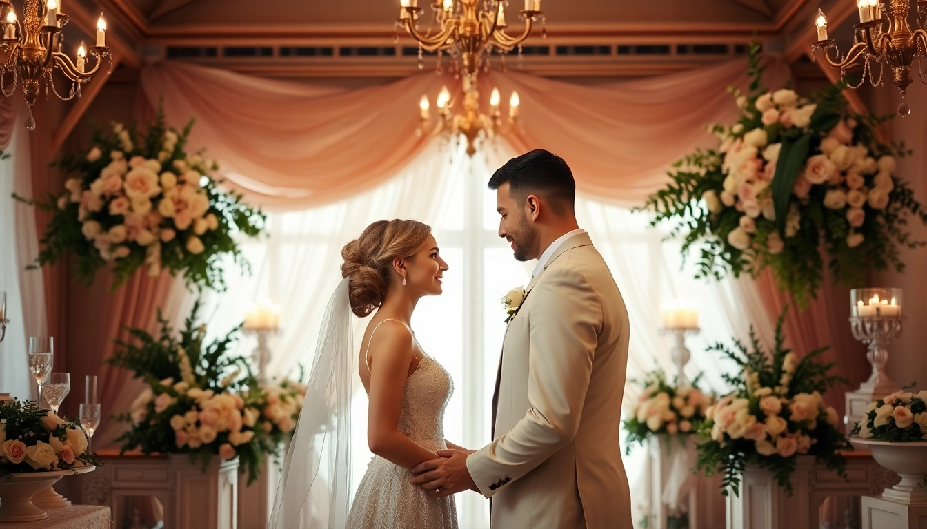 Couple celebrating their love at a Jacksonville Wedding Venue adorned with exquisite decor.