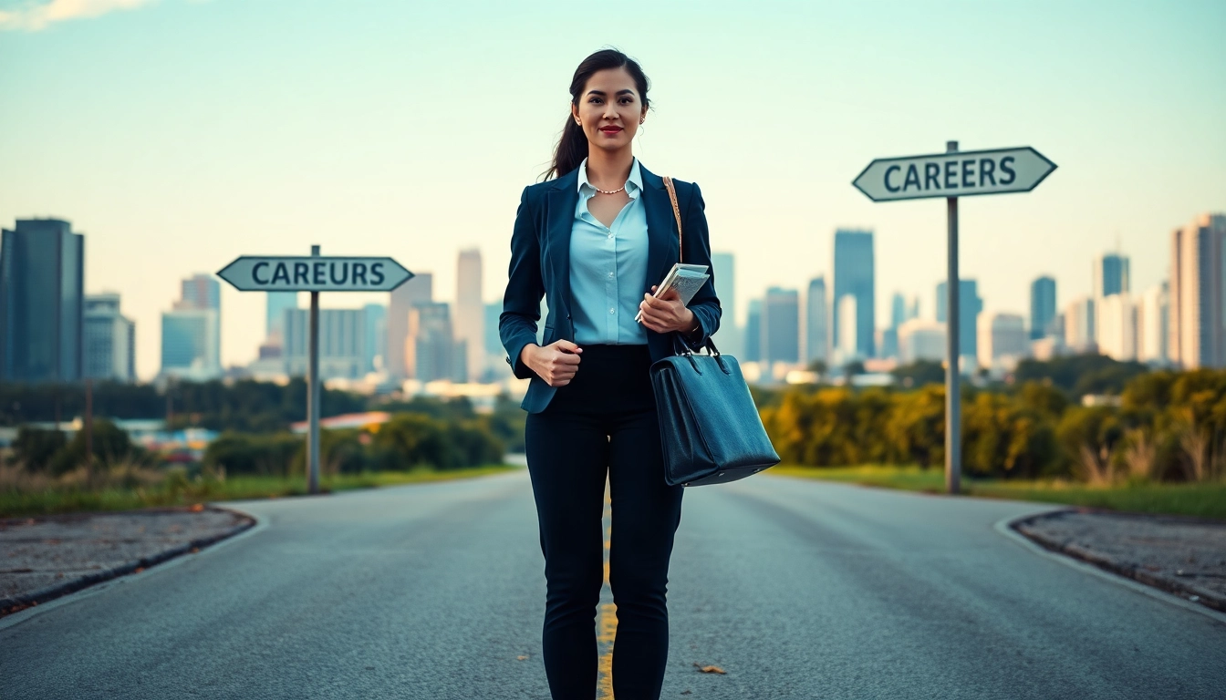 Professional woman contemplating her path to Find my true calling at a career crossroads.