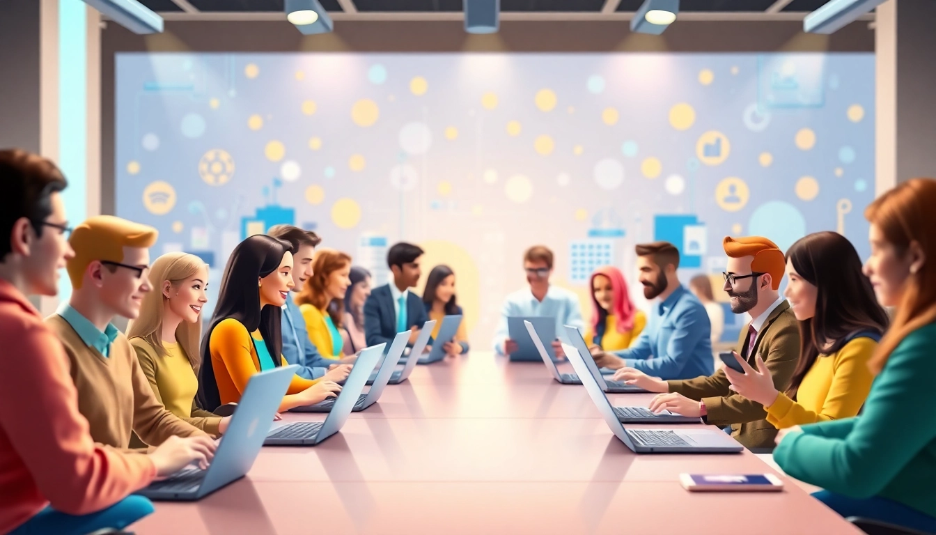 Engaging visuals of a community platform where users connect and collaborate online through various digital devices.