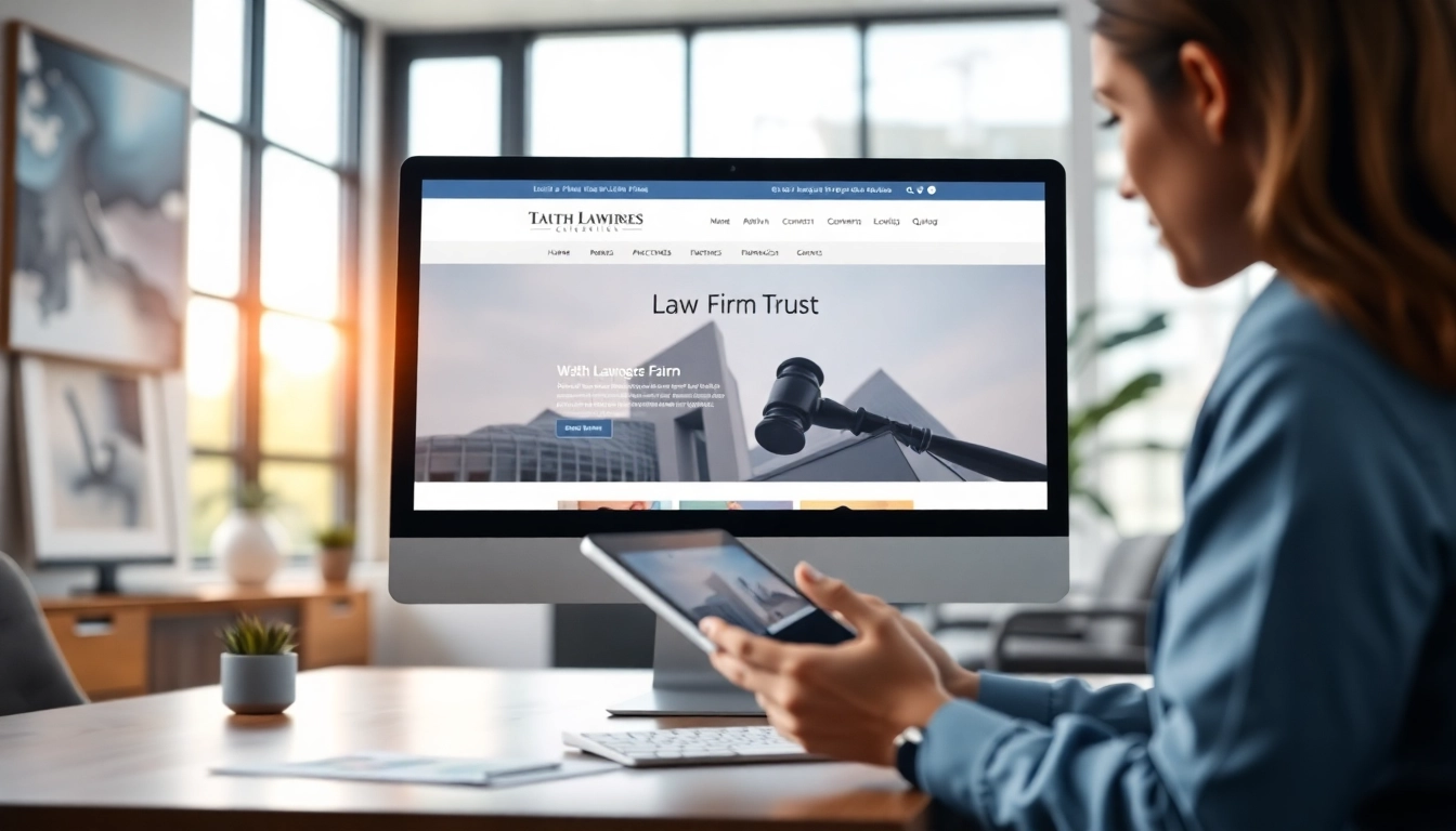 Enhance your online presence with https://www.lawfirmswebsitedesign.com showcased in a professional workspace.