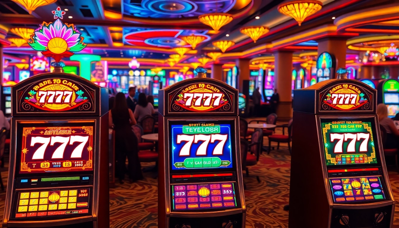 Menangkan slot777 di mesin slot berwarna-warni yang menarik dalam kasino yang meriah.