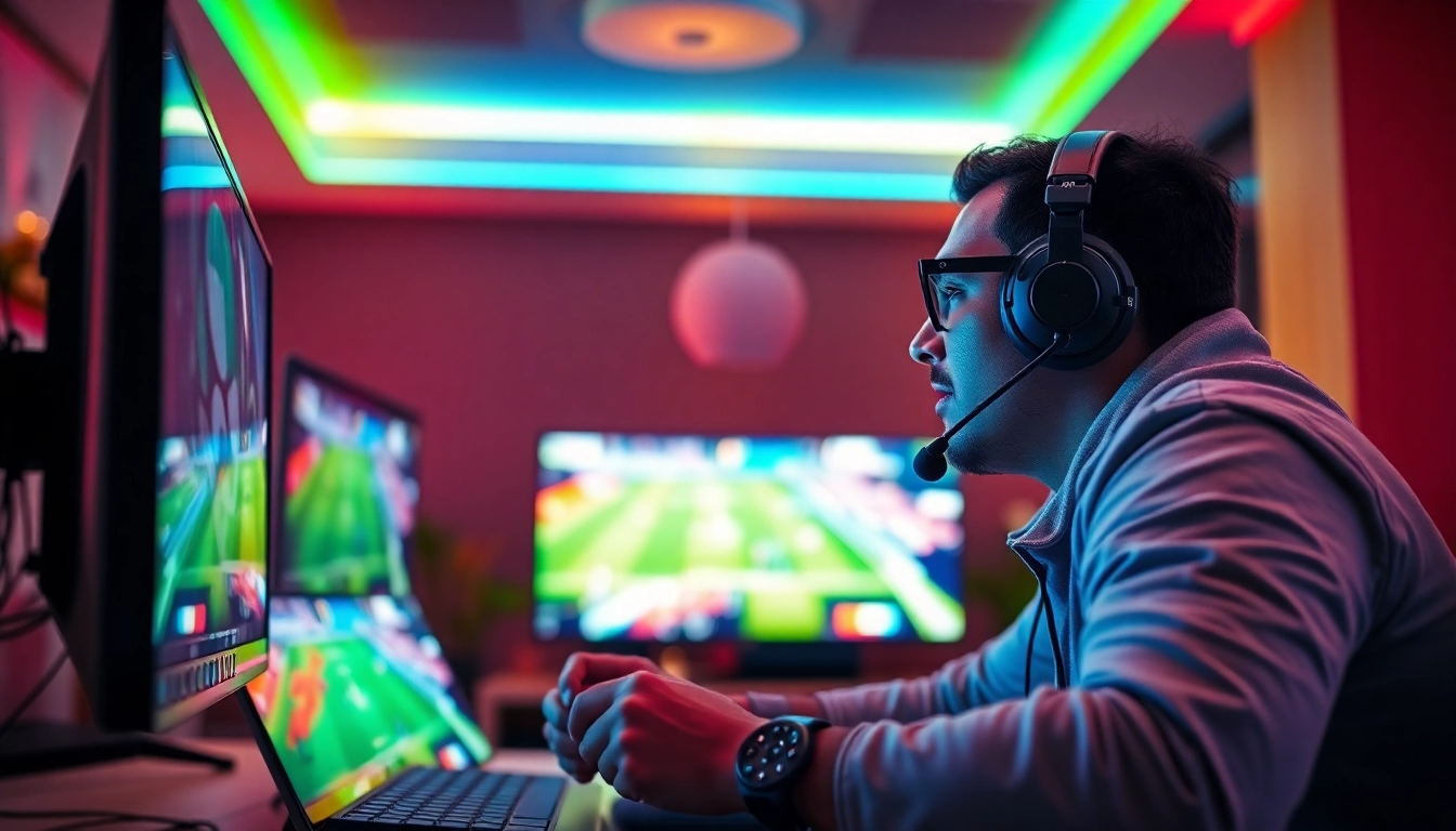 Get excited watching livetv sports with dynamic streaming setups and vibrant lights.