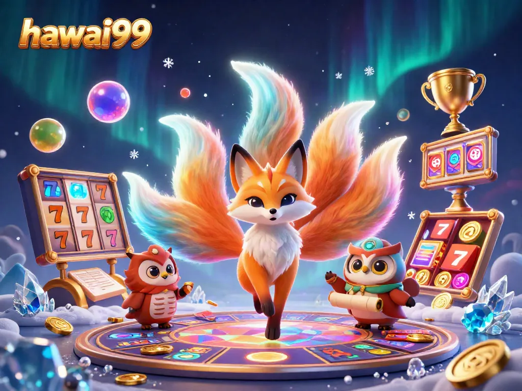 Experience the magic of hawai99 with vibrant characters and casino elements in a dynamic scene.