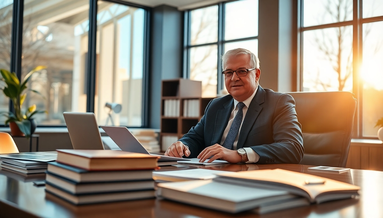 Experienced Greenville Personal Injury Lawyer consulting a client in a modern office setting.