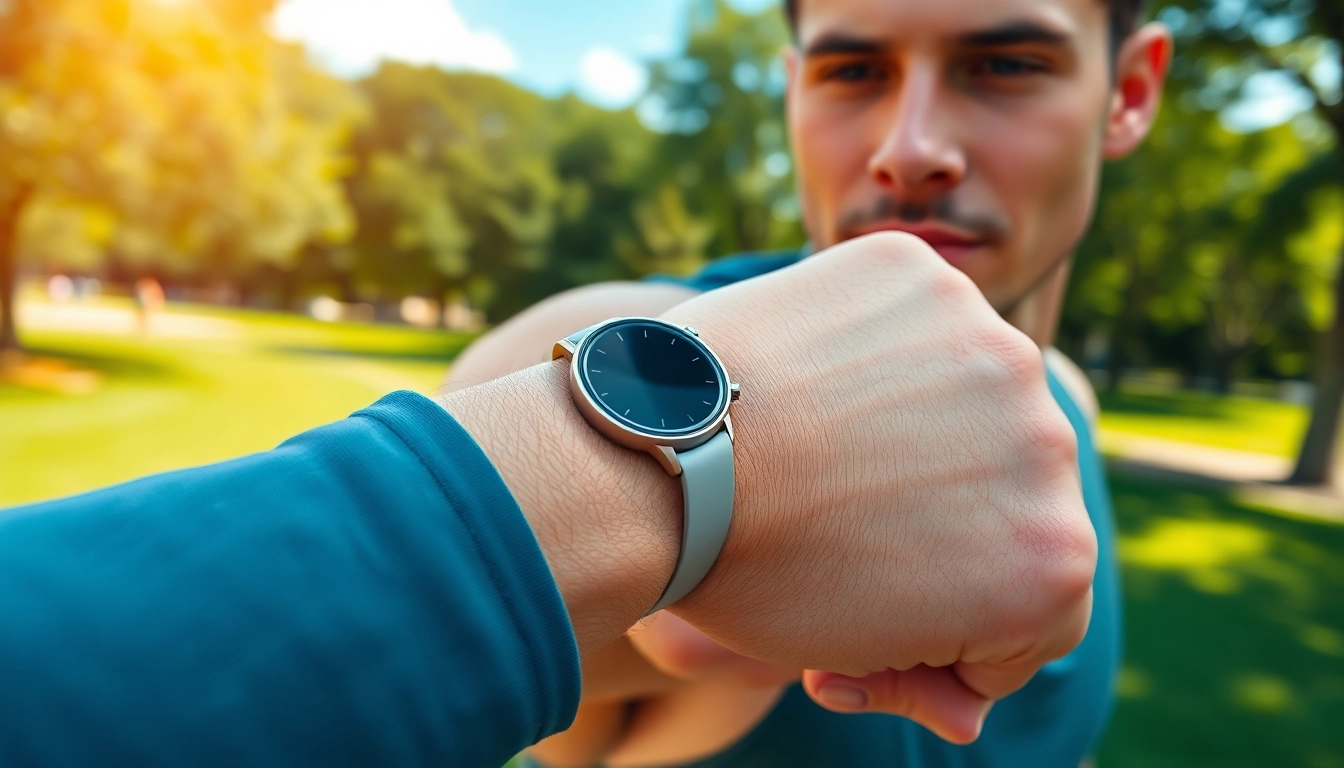Ringconn smartwatch worn by an athlete engaged in outdoor training.