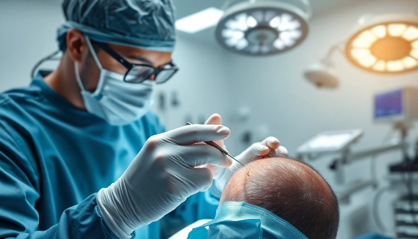 Surgeon conducting hair transplant turkey in a modern clinic with precision and care.