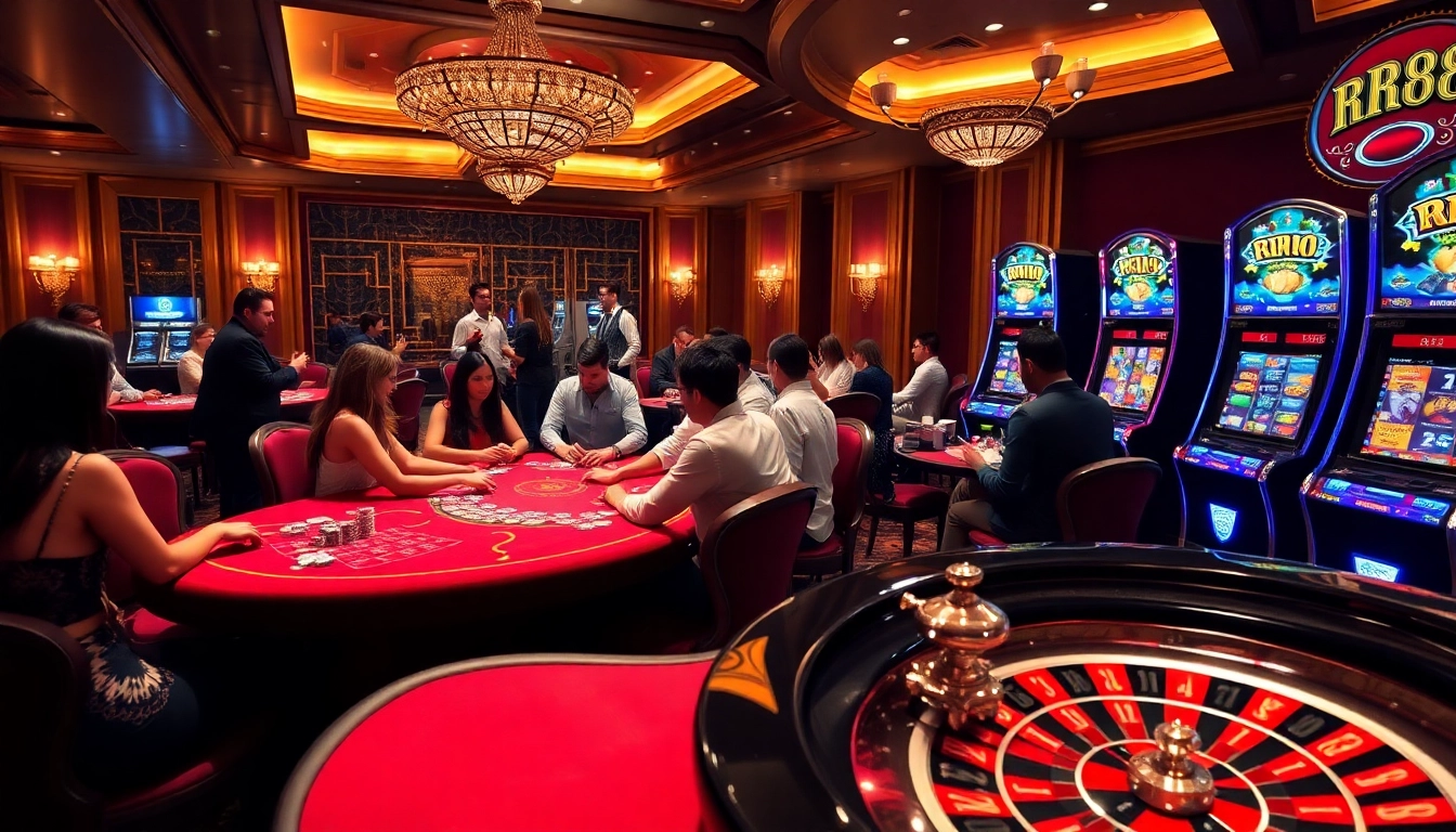 Experience RR88 excitement with vibrant casino table gameplay featuring poker chips and roulette.