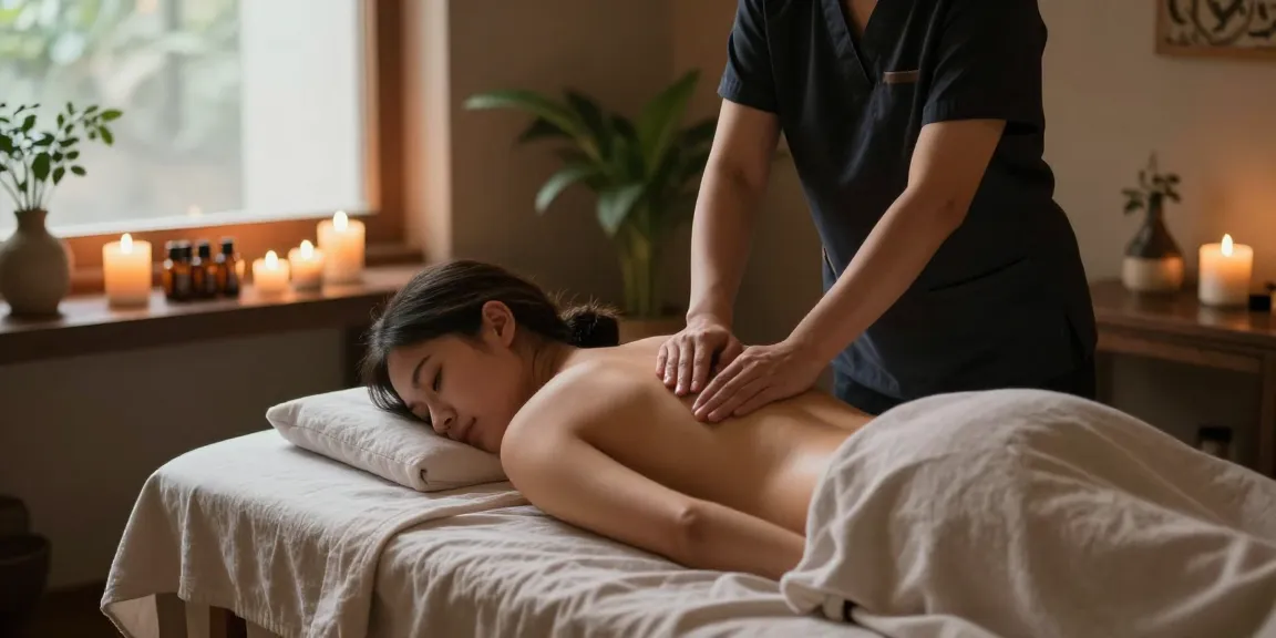 Soothing 구로마사지 therapy session in a tranquil spa environment.