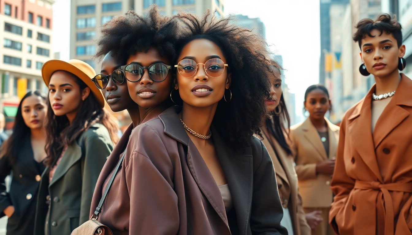 Showcasing diverse fashion models in a vibrant urban setting, emphasizing inclusivity and style.