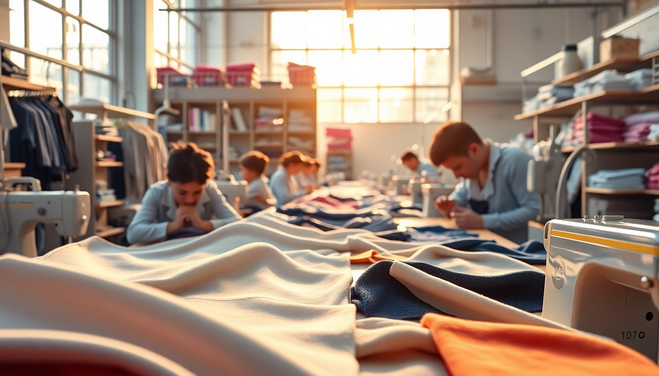 Workers in Clothing Manufacturing Companies tailoring garments with attention to detail.