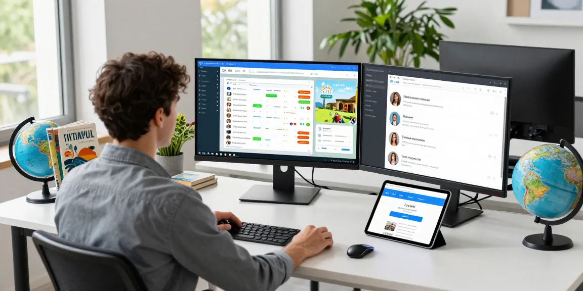Traveljoy alternative showcased by a travel advisor using a seamless digital itinerary system at a modern workspace.