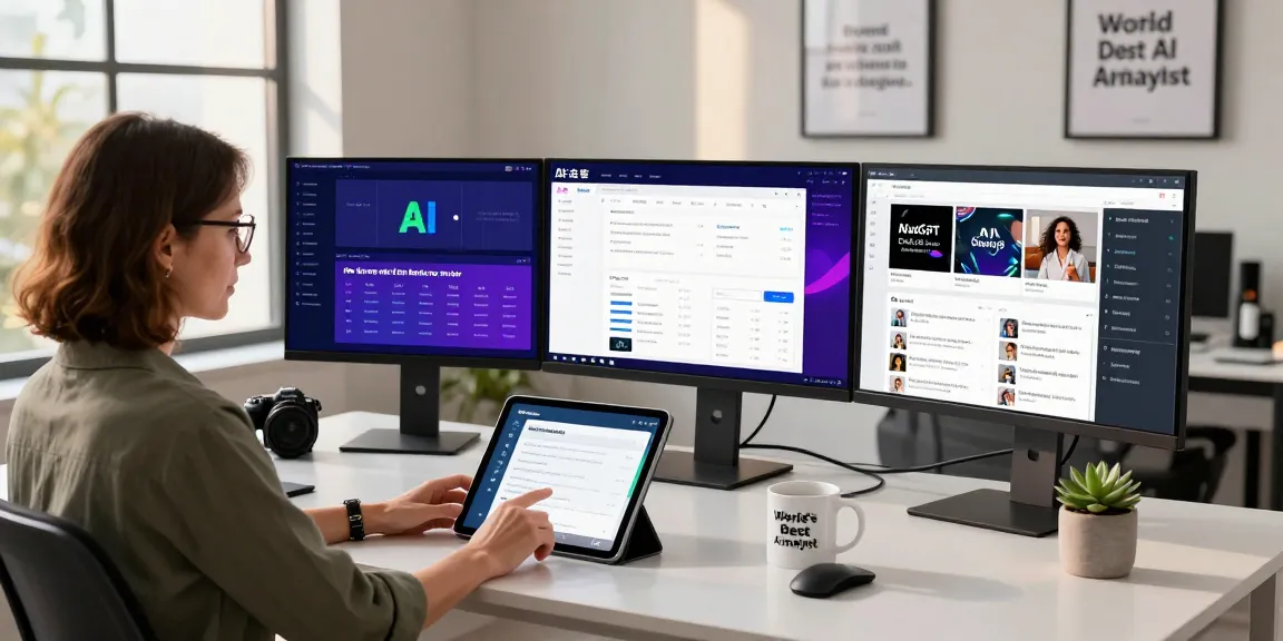 Detect AI image content moderation setup in a modern workspace with screens displaying analytics and flagged images.