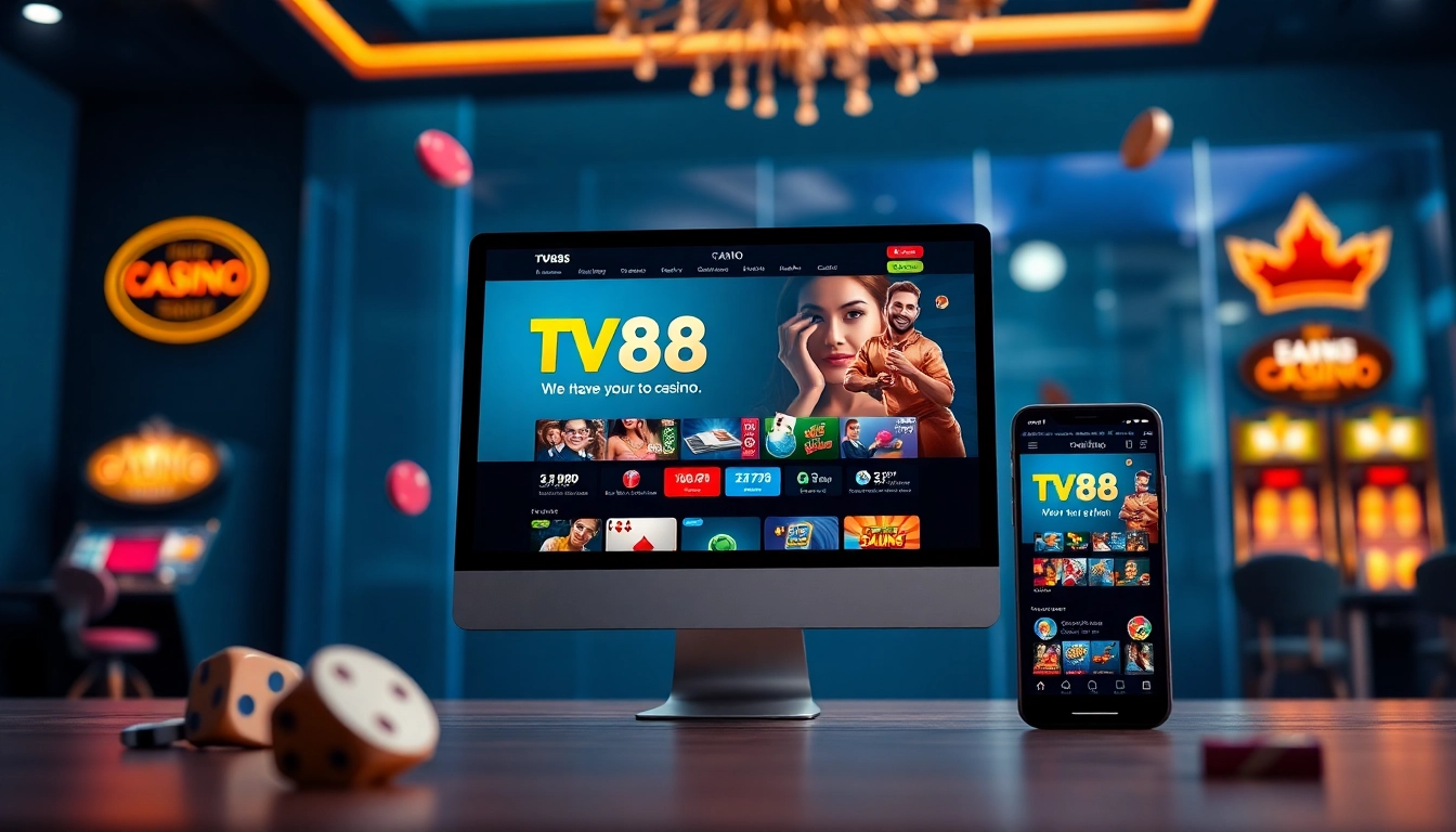 TV88 vibrant online casino interface showcasing gaming options and security features.