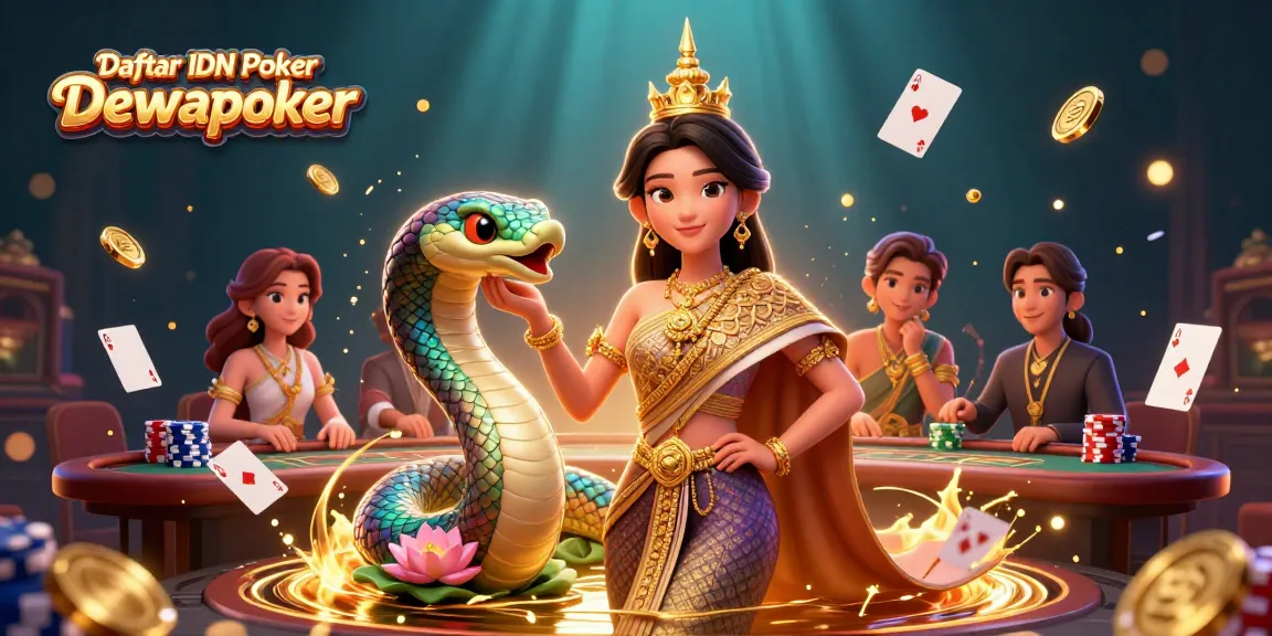 Engage with Daftar IDN Poker Dewapoker through this vibrant 3D illustration showcasing poker elements and colorful characters.