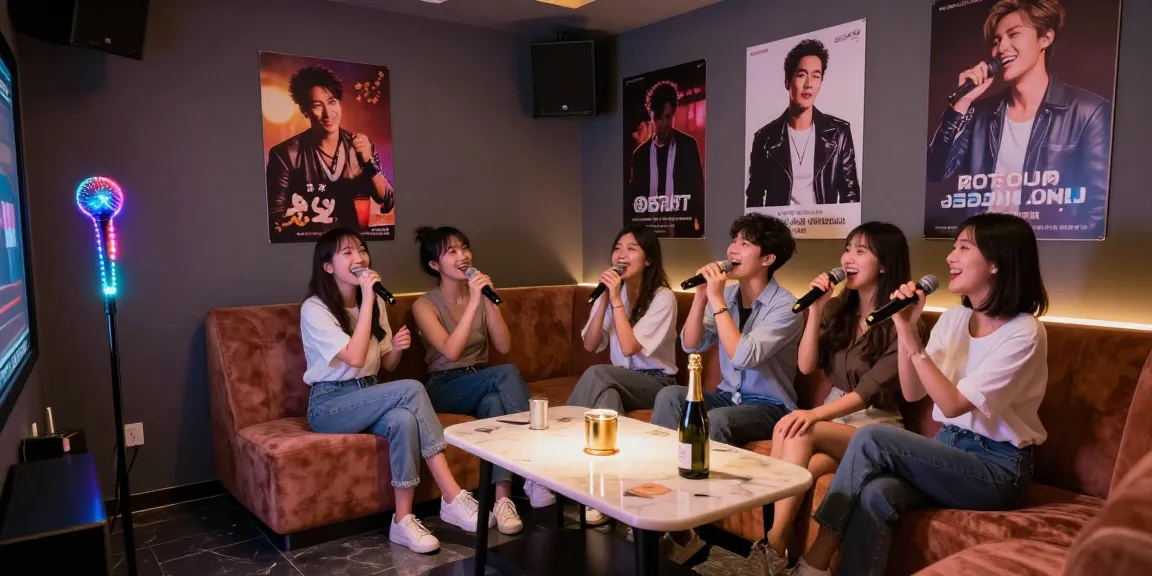 강남 가라오케를 즐기는 친구들, 화려한 조명과 아늑한 인테리어