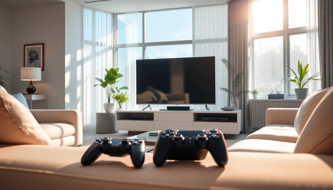 Experience the TV88 gaming lifestyle with a modern entertainment setup and elegant furnishings.