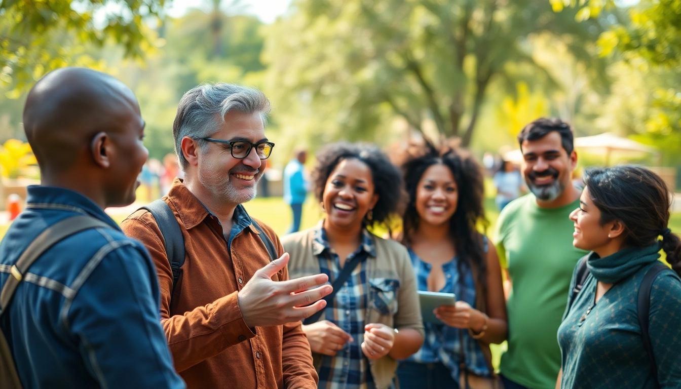 Philanthropist engaging with a diverse community, fostering collaboration and positivity.