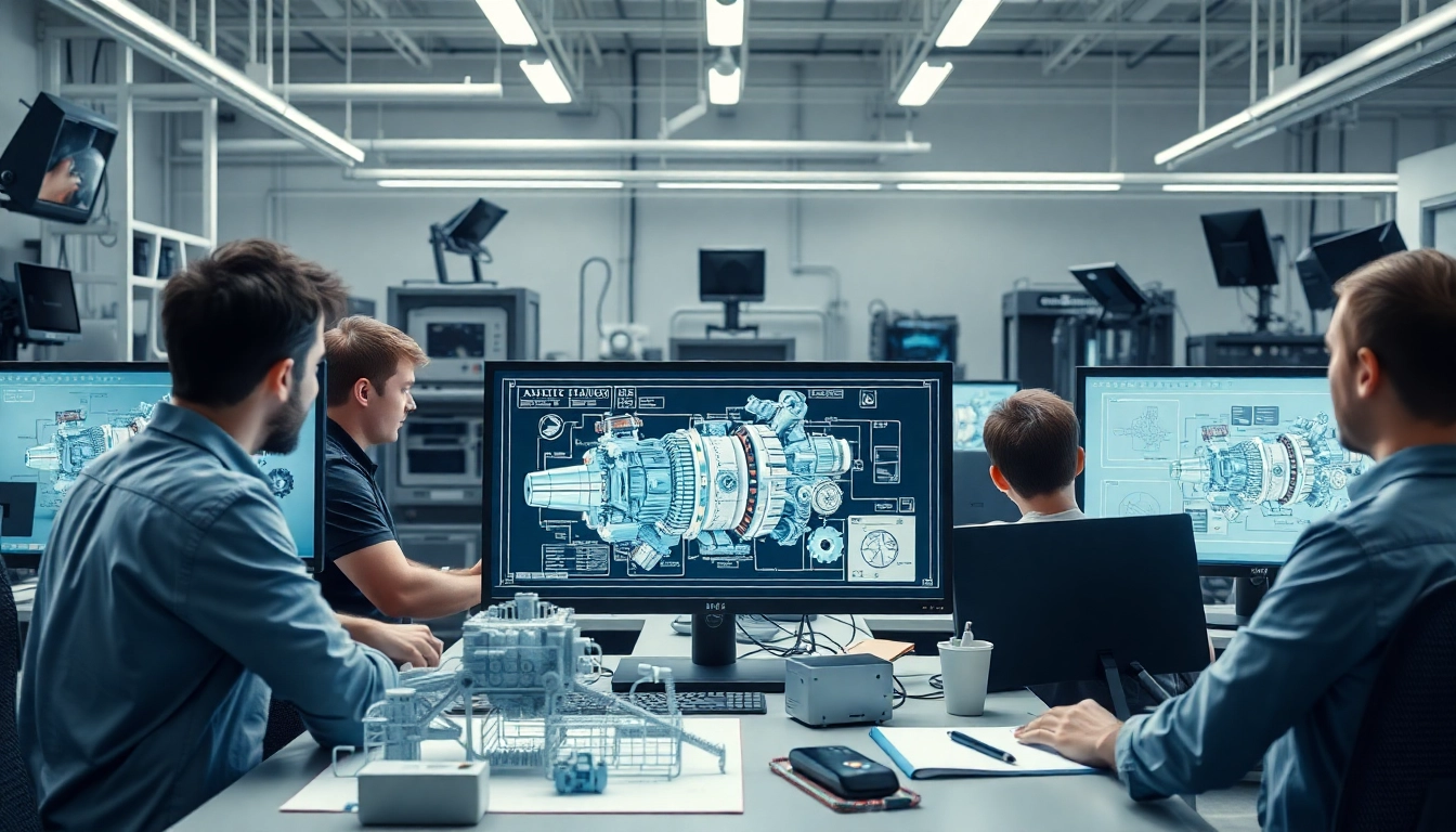 Technische Animation in einem professionellen Animationsstudio, das ein Team bei der Arbeit zeigt.