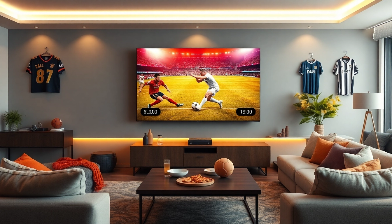 Watch Diema Sport online free in a lively living room with a large TV showcasing exciting sports matches.