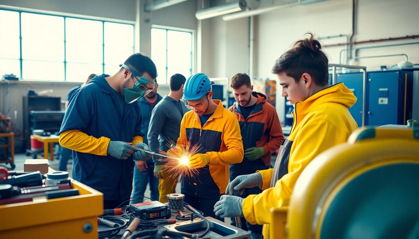 Trade School Tennessee students collaborating in a vibrant workshop, learning essential skills.