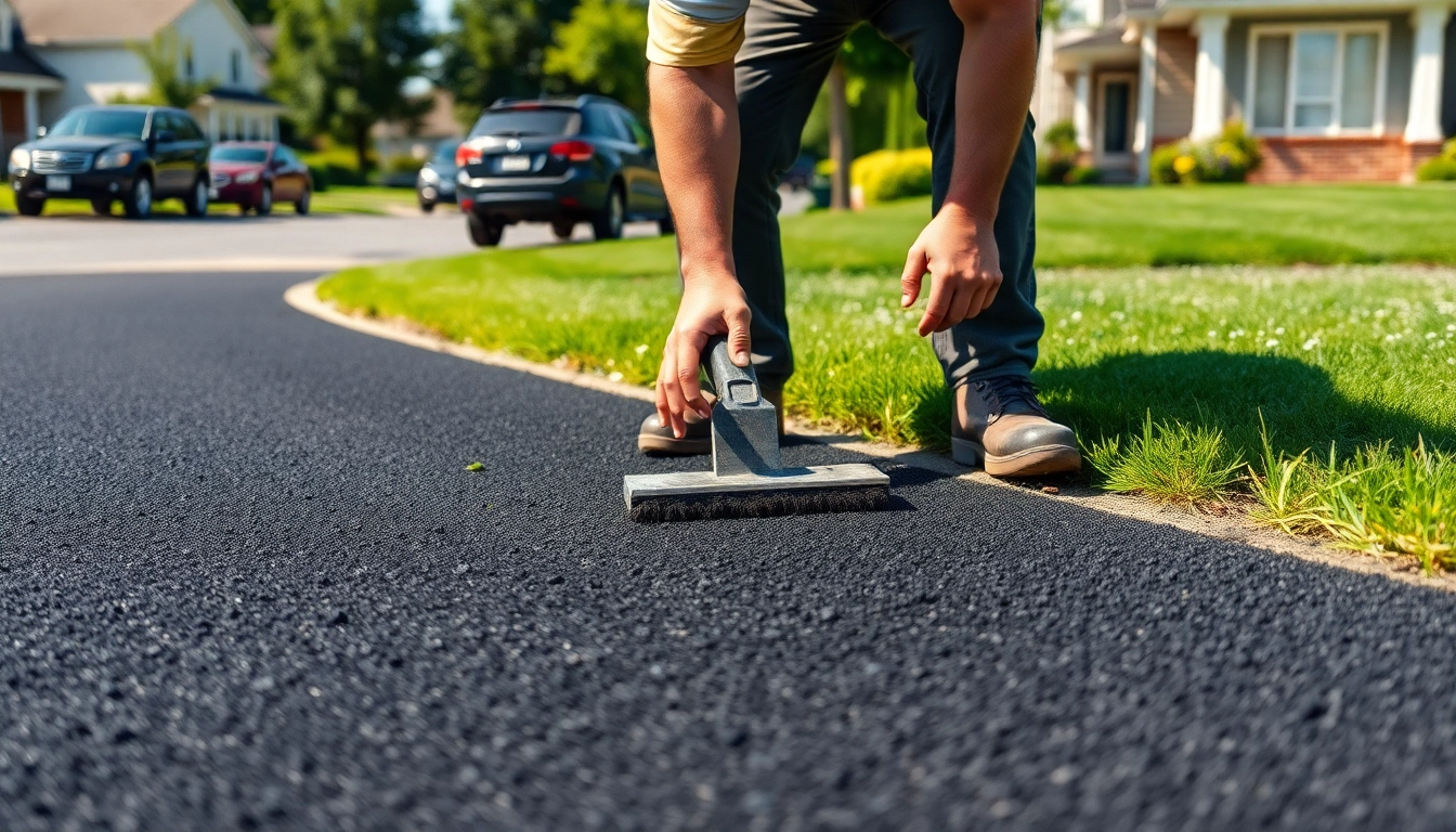 Install Dares Surfacing expertly on a driveway showing a skilled worker at work.