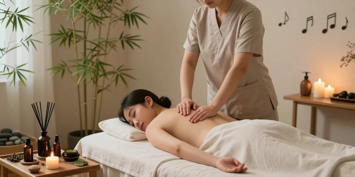 Relaxing treatment room for 영등포스웨디시 with therapist and soothing ambiance.