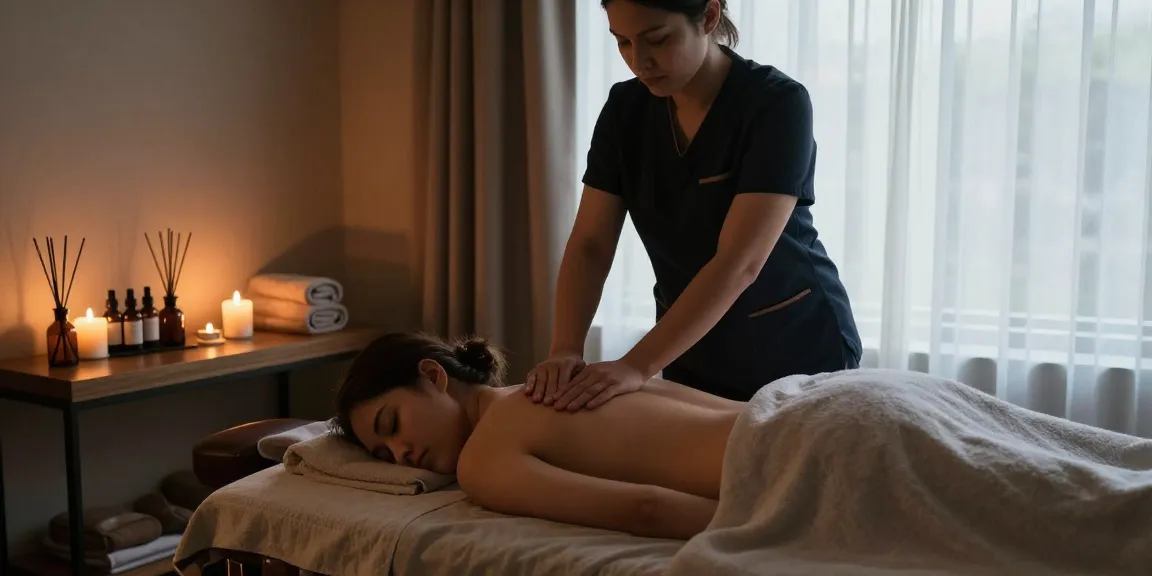 Relaxing 스웨디시 마사지 session with tranquil ambiance and calming scents.