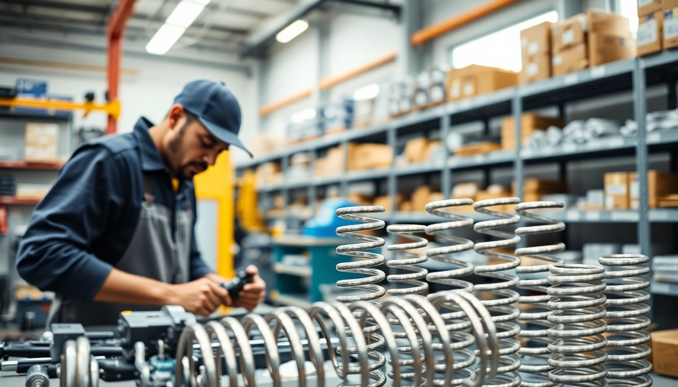 Gas Spring Manufacturer showcasing assembly and finished products in a bright industrial setting