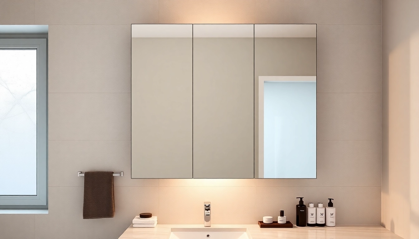 Erleben Sie den eleganten sonni Spiegelschrank in einem modernen Badezimmer mit warmen LED-Lichtern.