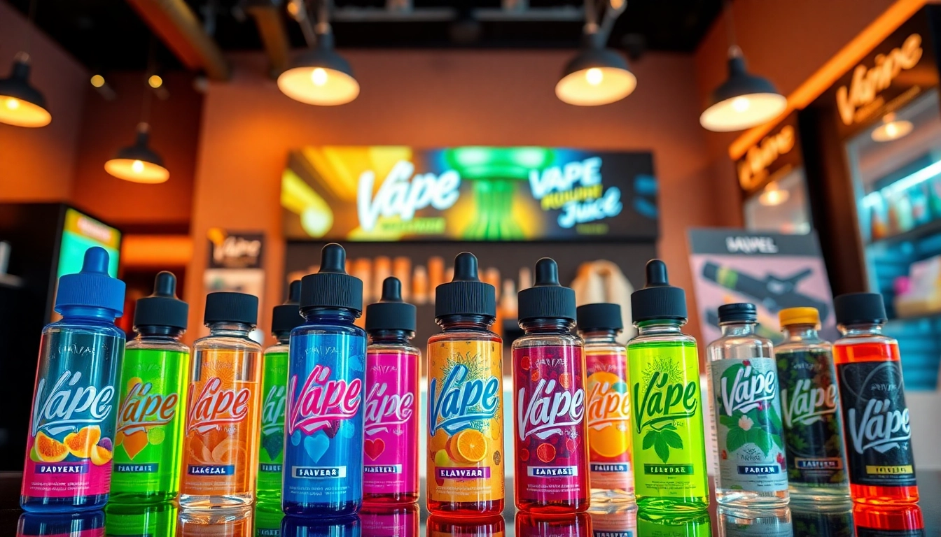 Explore Vape Juice Depot's vibrant selection of e-liquid bottles in a modern retail display.