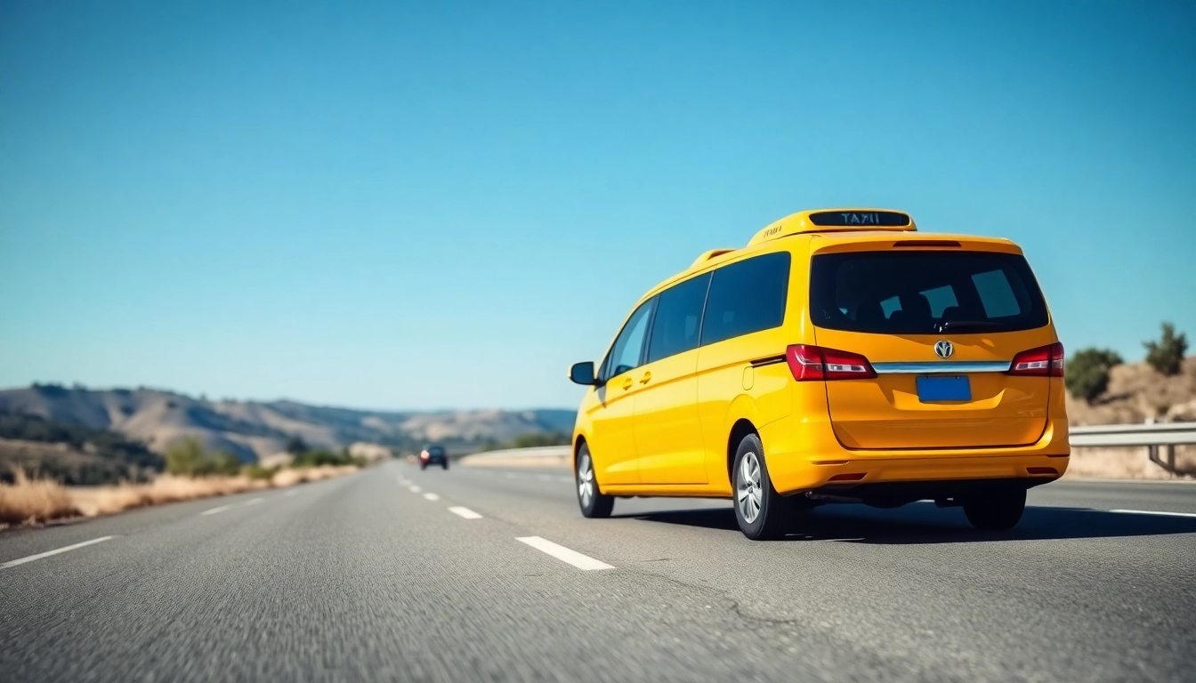 Long distance taxi transfers featured in a scenic highway setting, inviting comfort and reliability.