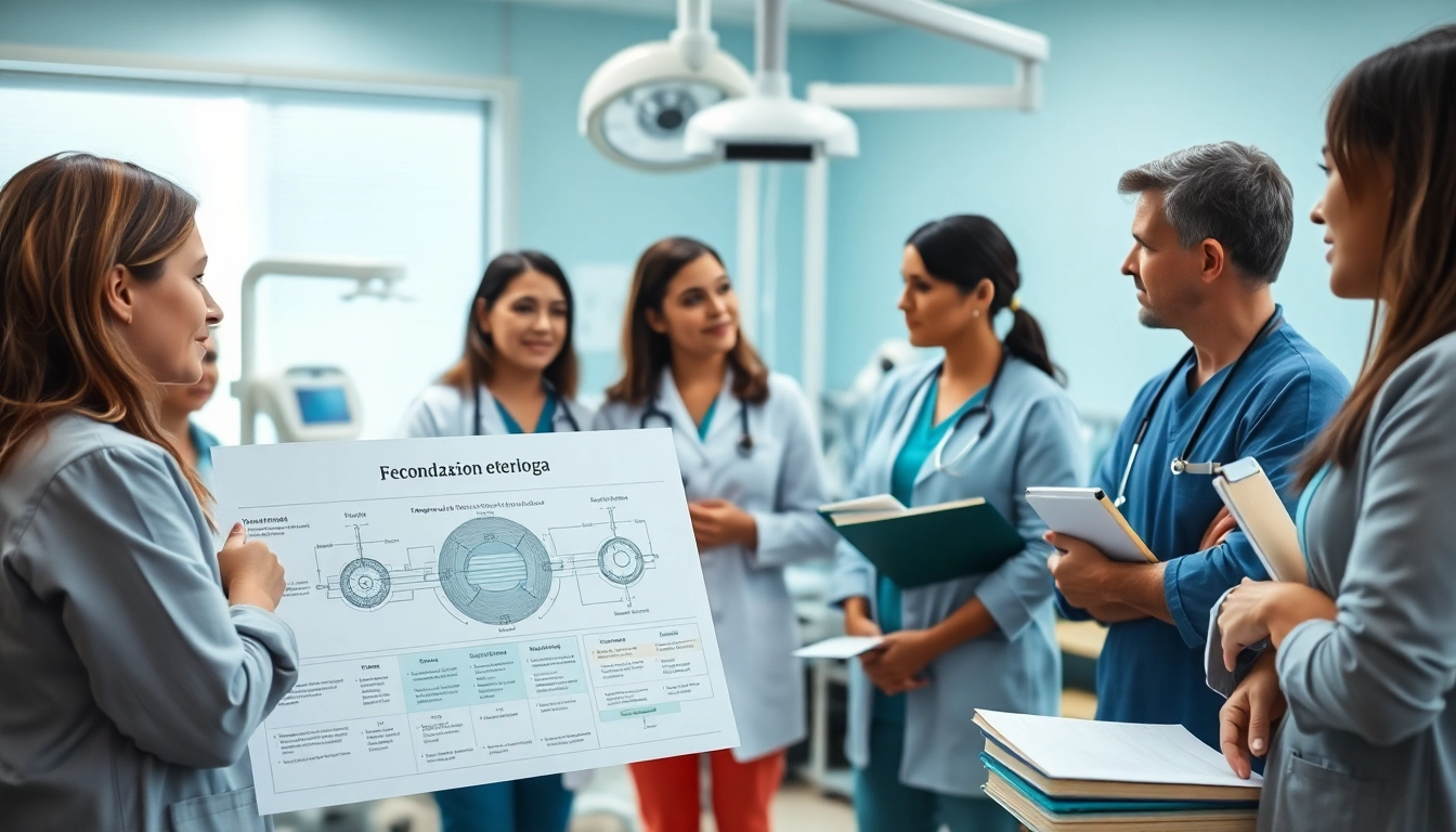 Visualizzare fecondazione eterologa in clinica con professionisti medici al lavoro.