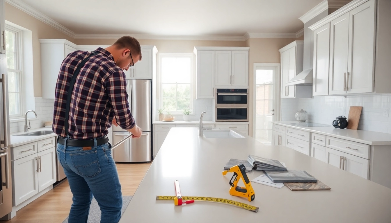 Home renovation of a modern kitchen with professional installation of cabinetry and appliances