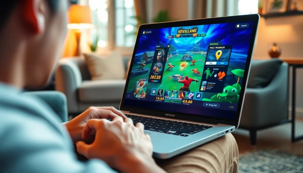 Engaging laptop gaming experience reflecting New88's vibrant online platform.