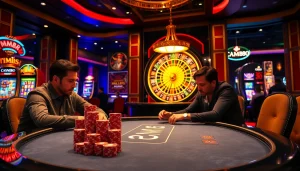 MM88 presents an exciting poker game atmosphere with vibrant chips and casino elegance.